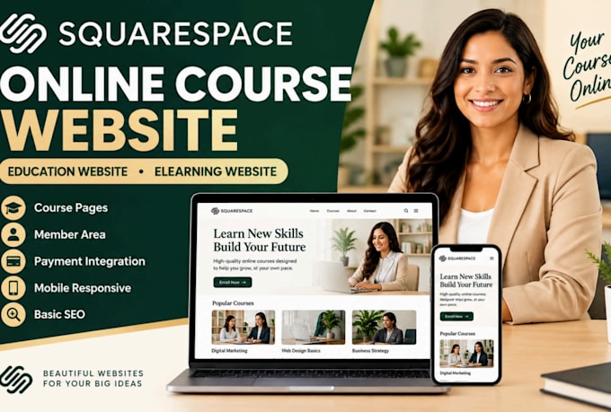 squarespace online course website education website elearning website